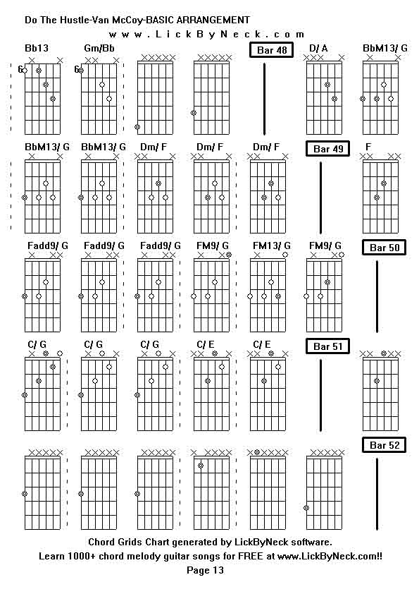 Chord Grids Chart of chord melody fingerstyle guitar song-Do The Hustle-Van McCoy-BASIC ARRANGEMENT,generated by LickByNeck software.